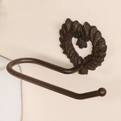 Dibor Vintage Style Antique Brown Cast Iron Toilet Roll Holder Wall Mounted Love Heart Wreath Toilet Roll Paper Tissue Dispenser - image 1
