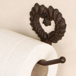 Dibor Vintage Style Antique Brown Cast Iron Toilet Roll Holder Wall Mounted Love Heart Wreath Toilet Roll Paper Tissue Dispenser - thumbnail 3