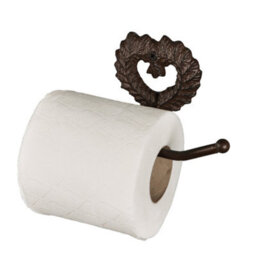 Dibor Vintage Style Antique Brown Cast Iron Toilet Roll Holder Wall Mounted Love Heart Wreath Toilet Roll Paper Tissue Dispenser - thumbnail 2