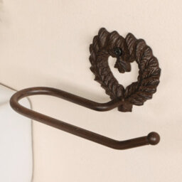 Dibor Vintage Style Antique Brown Cast Iron Toilet Roll Holder Wall Mounted Love Heart Wreath Toilet Roll Paper Tissue Dispenser - thumbnail 1