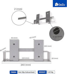 Gezu Impex Log Holder 62 X 83 mm Hot Dip Galvanised Set Of 2 Outdoor Firewood Rack - thumbnail 2