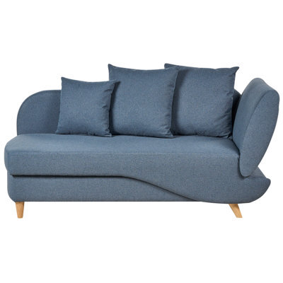 Beliani Right-Hand Chaise Longue Meri With Storage Faux Linen Blue - image 1