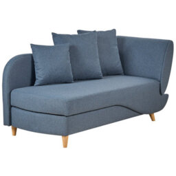Beliani Right-Hand Chaise Longue Meri With Storage Faux Linen Blue - thumbnail 4