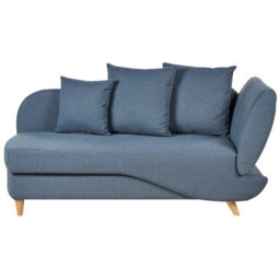 Beliani Right-Hand Chaise Longue Meri With Storage Faux Linen Blue - thumbnail 1