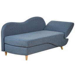 Beliani Right-Hand Chaise Longue Meri With Storage Faux Linen Blue - thumbnail 6
