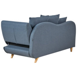Beliani Right-Hand Chaise Longue Meri With Storage Faux Linen Blue - thumbnail 8