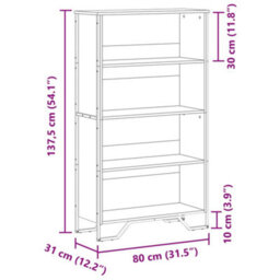 Berkfield Bookcase Black 80X31X137.5 Cm Engineered Wood - thumbnail 9