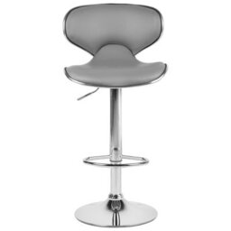 Wyld and Coco Glamour Bar Chairs - Pair, Grey Faux Leather, 360 Swivel, Height Adjustable 87-109 Cm - thumbnail 1