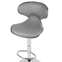 Wyld and Coco Glamour Bar Chairs - Pair, Grey Faux Leather, 360 Swivel, Height Adjustable 87-109 Cm - thumbnail 6