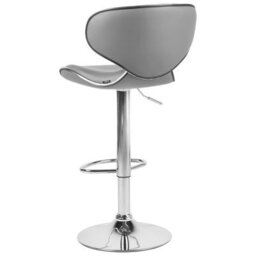 Wyld and Coco Glamour Bar Chairs - Pair, Grey Faux Leather, 360 Swivel, Height Adjustable 87-109 Cm - thumbnail 5