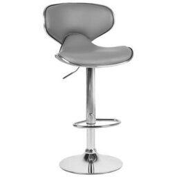 Wyld and Coco Glamour Bar Chairs - Pair, Grey Faux Leather, 360 Swivel, Height Adjustable 87-109 Cm - thumbnail 4