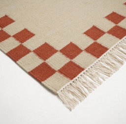Furniturebox Uk Matilda Beige & Red Check Border Flatweave Rug 120X170Cm - thumbnail 7