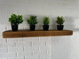 House of Rustic Wooden Floating Shelf Rustic Oak Wall Mounted Solid Wood Industrial Reclaimed Style(L) 45Cm X (W) 22Cm X 6Cm Thick - thumbnail 6