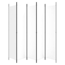 Berkfield 5-Panel Room Divider White 250X220 Cm Fabric - thumbnail 4