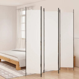 Berkfield 5-Panel Room Divider White 250X220 Cm Fabric - thumbnail 1