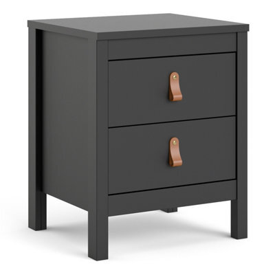 Furniture To Go Barcelona Bedside Table 2 Drawers In Matt Black - image 1