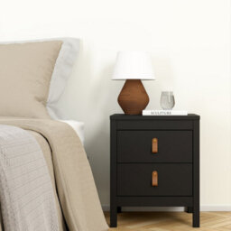 Furniture To Go Barcelona Bedside Table 2 Drawers In Matt Black - thumbnail 8