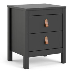 Furniture To Go Barcelona Bedside Table 2 Drawers In Matt Black - thumbnail 1