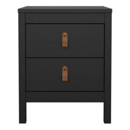 Furniture To Go Barcelona Bedside Table 2 Drawers In Matt Black - thumbnail 3