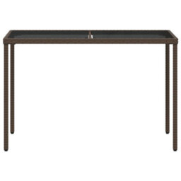 Walplus Garden Table With Glass Top Brown 115X54X74 Cm Poly Rattan - thumbnail 4