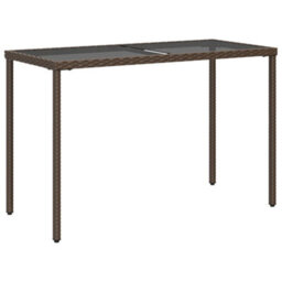 Walplus Garden Table With Glass Top Brown 115X54X74 Cm Poly Rattan - thumbnail 6