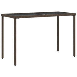 Walplus Garden Table With Glass Top Brown 115X54X74 Cm Poly Rattan - thumbnail 2