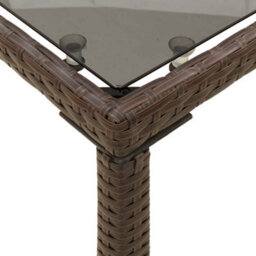 Walplus Garden Table With Glass Top Brown 115X54X74 Cm Poly Rattan - thumbnail 8