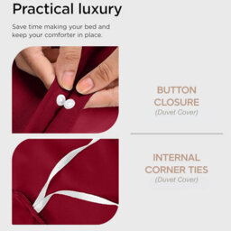 Ameha Duvet 13.5 Tog With Burgundy Duvet Cover & Matching Pillowcases, Breathable, Bedding Set, Single 135X200Cm - thumbnail 4