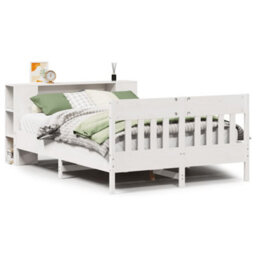 Berkfield Bookcase Bed Without Mattress White 150X200 Cm King Size Solid Wood Pine - thumbnail 2