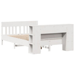 Berkfield Bookcase Bed Without Mattress White 150X200 Cm King Size Solid Wood Pine - thumbnail 6