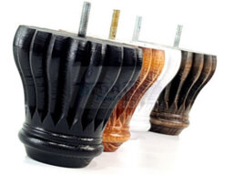 L&F Set Of 4 Replacement Furniture Bun Feet Dark Oak Stain Turned Wooden Legs 110mm High M10 (10mm) - thumbnail 9