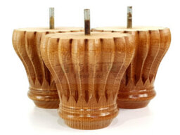 L&F Set Of 4 Replacement Furniture Bun Feet Dark Oak Stain Turned Wooden Legs 110mm High M10 (10mm) - thumbnail 5