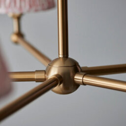 Loops Sophisticated 2 Pack Brushed Brass Pendant Lights With Peachy Fabric Shades - thumbnail 5
