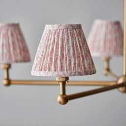 Loops Sophisticated 2 Pack Brushed Brass Pendant Lights With Peachy Fabric Shades - thumbnail 4