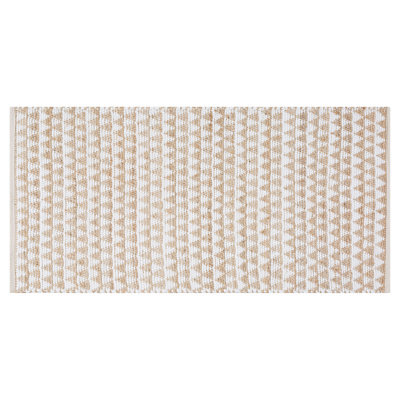 Beliani Beige Jute Cotton Rug 80 X 150 Cm - Hand-Woven Geometric, Low Pile Medium Rug - image 1