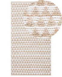 Beliani Beige Jute Cotton Rug 80 X 150 Cm - Hand-Woven Geometric, Low Pile Medium Rug - thumbnail 3