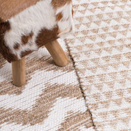 Beliani Beige Jute Cotton Rug 80 X 150 Cm - Hand-Woven Geometric, Low Pile Medium Rug - thumbnail 2