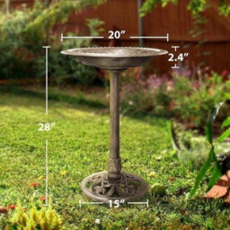 Copper+ Solar Fountain Bird Bath Traditional Patio Outdoor Garden Pedestal Ornament Birds Water Bowl - thumbnail 2