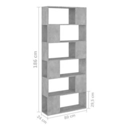 Berkfield Book Cabinet Room Divider Concrete Grey 80X24X186 Cm Engineered Wood - thumbnail 7