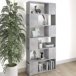 Berkfield Book Cabinet Room Divider Concrete Grey 80X24X186 Cm Engineered Wood