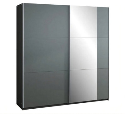 Arte Bastia 200Cm Sliding Door Wardrobe In Graphite Matt - Sleek Design With Mirrored Elegance - image 1