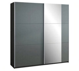 Arte Bastia 200Cm Sliding Door Wardrobe In Graphite Matt - Sleek Design With Mirrored Elegance - thumbnail 1