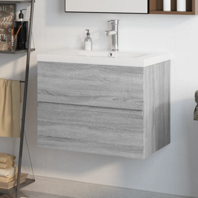 Berkfield Sink Cabinet With Built-In Basin Grey Sonoma Engineered Wood - image 1