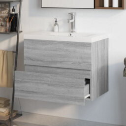 Berkfield Sink Cabinet With Built-In Basin Grey Sonoma Engineered Wood - thumbnail 4