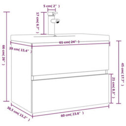 Berkfield Sink Cabinet With Built-In Basin Grey Sonoma Engineered Wood - thumbnail 7
