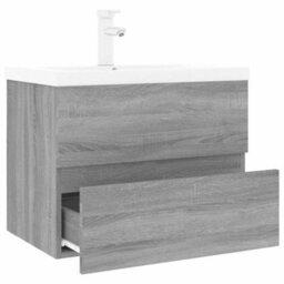 Berkfield Sink Cabinet With Built-In Basin Grey Sonoma Engineered Wood - thumbnail 3