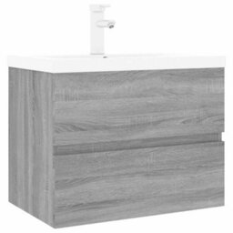Berkfield Sink Cabinet With Built-In Basin Grey Sonoma Engineered Wood - thumbnail 2