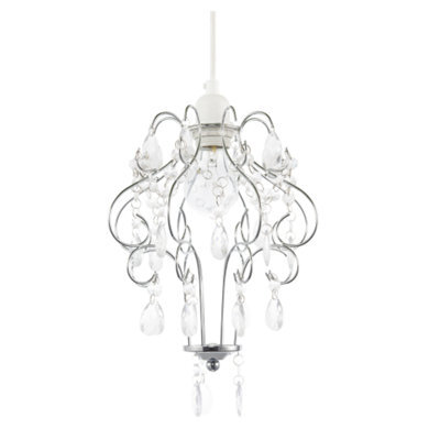 Happy Homewares Polished Chrome Shabby Chic Chandelier Style Pendant Shade With Acrylic - image 1