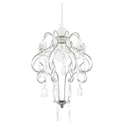 Happy Homewares Polished Chrome Shabby Chic Chandelier Style Pendant Shade With Acrylic - thumbnail 1