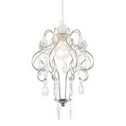 Happy Homewares Polished Chrome Shabby Chic Chandelier Style Pendant Shade With Acrylic - thumbnail 2